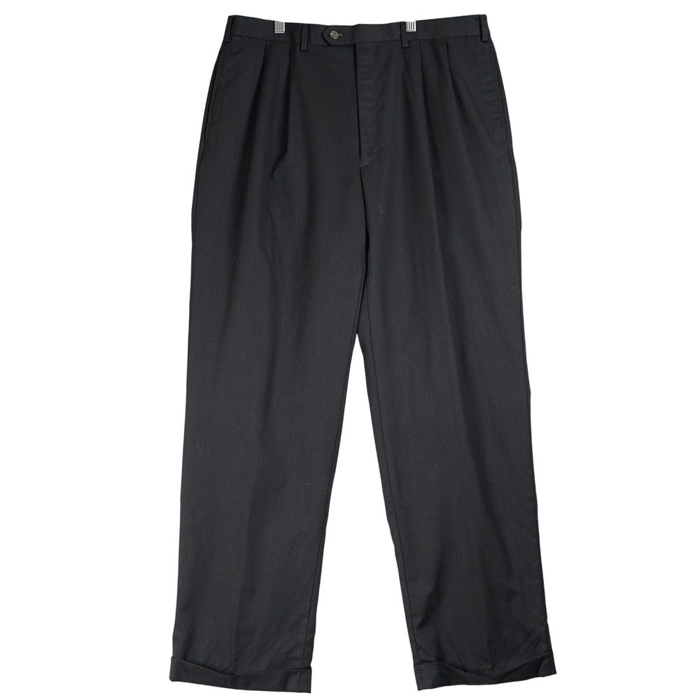 Lauren Ralph Lauren Mens Black 120s Wool Cashmere Pleated Dress Pants 34